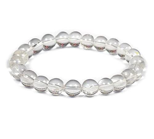 DOJA Barcelona | Weißes Quarz Perlen Armband | Perlenarmband 8mm Kugeln | PACK 1-2 | Elastische Armbänder Bergkristall, Crystal | Energiearmband Heilsteine Chakra Armband Damen/Armband Herren von DOJA Barcelona