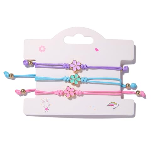 DOKRIN Armbänder für Kinder,3 bezaubernde handgewebte Freundschaftsarmbänder mit Blumenmotiven für Freundinnen – perfekt für den Geburtstag eines Mädchens. von DOKRIN