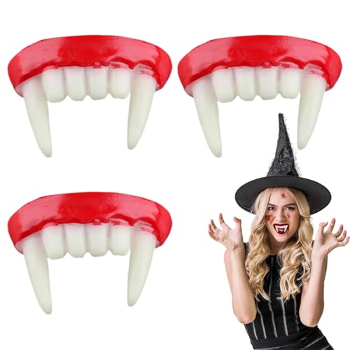 DOKRIN Falsche Körperteile,3-teiliges realistisches rotes Zahnfleisch-Gebiss als Halloween-Kostüm-Requisite von DOKRIN