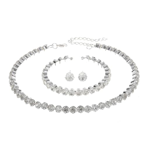 DOKRIN Ketten für Damen,3-teiliges Braut-Accessoire, modische Halsketten-Ohrringe in Tropfenform mit Zirkonia und Diamanten, Accessoires für Hochzeitsbankette DOKRIN Ketten für Damen,3-teiliges Braut-Accessoire, modische Halsketten-Ohrringe in Tropfenform mit Zirkonia und Diamanten, Accessoires für Hochzeitsbankette von DOKRIN