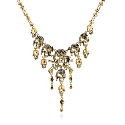 DOKRIN Ketten für Damen,Halloween Schmuck Accessoires Retro übertrieben mehrschichtige Quaste Legierung Halskette von DOKRIN