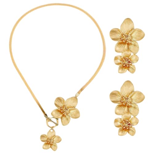 DOKRIN Ketten für Damen,Ohrringe für Damen,Elegante, Halskette und Ohrringe mit Blumenanhänger aus Metall DOKRIN Ketten für Damen,Ohrringe für Damen,Elegante, Halskette und Ohrringe mit Blumenanhänger aus Metall von DOKRIN
