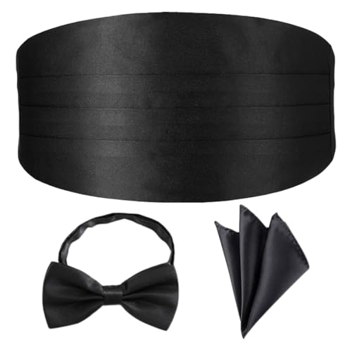 DOKRIN Kummerbunde,Herrenanzug Taillentuch Hochzeit Trauzeugen Smoking Anzug Fliege Einzelschlaufe Fliege Einstecktuch 3-teiliges Set von DOKRIN