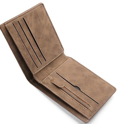 DOKRIN Men's Wallets, 1 x schmale Herren-Geldbörse mit Kartenhalter Geldscheinfach und Münzfach Kreditkartenetui aus Leder für Arbeit Business den täglichen Gebrauch oder auf Reisen (braun) von DOKRIN