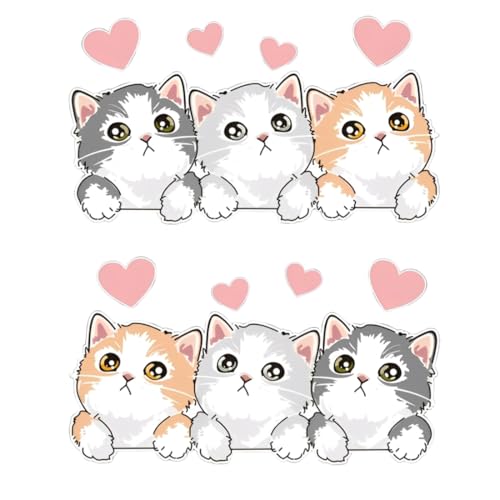 DOKRIN Merchandise Decals & Stickers, 2 Stück Cartoon-Katzen-Autoaufkleber lustige Katzen-Autoaufkleber lustig geeignet für Autos Stoßstangen Fenster Laptops von DOKRIN