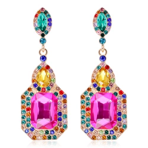 DOKRIN Ohrringe für Damen,1 Paar Vintage-Palast-Ohrringe mit farbigen Diamanten DOKRIN Ohrringe für Damen,1 Paar Vintage-Palast-Ohrringe mit farbigen Diamanten von DOKRIN