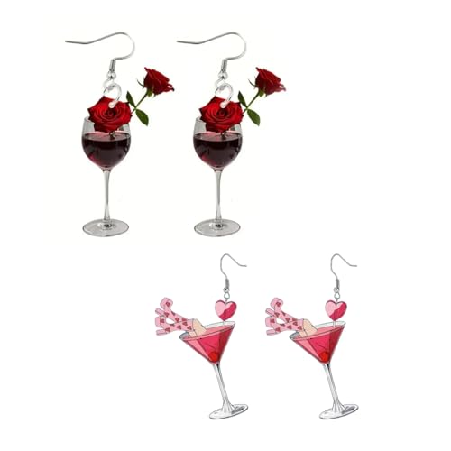 DOKRIN Ohrringe für Damen,2 Paar Acryl-Ohrhänger in Form eines Rotweinglases, perfekte Geschenke für Frauen und Mädchen DOKRIN Ohrringe für Damen,2 Paar Acryl-Ohrhänger in Form eines Rotweinglases, perfekte Geschenke für Frauen und Mädchen von DOKRIN