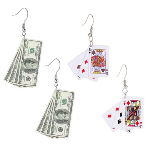 DOKRIN Ohrringe für Damen,2 Paar Spielkarten-Ohrhänger, perfekt für den Alltag und als Partygeschenk DOKRIN Ohrringe für Damen,2 Paar Spielkarten-Ohrhänger, perfekt für den Alltag und als Partygeschenk von DOKRIN