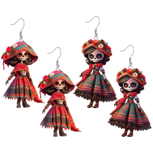DOKRIN Ohrringe für Damen,2 Paar lustige Braut-Acryl-Ohrhänger, 2D-Halloween-Party-Ohrhänger, perfekt für den Alltag und als Partygeschenk DOKRIN Ohrringe für Damen,2 Paar lustige Braut-Acryl-Ohrhänger, 2D-Halloween-Party-Ohrhänger, perfekt für den Alltag und als Partygeschenk von DOKRIN