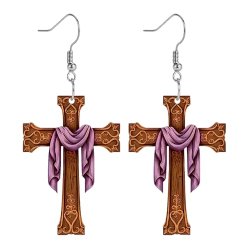 DOKRIN Ohrringe für Damen,Lila Acryl-Kreuz-Ohrhänger, perfekte Geschenke für Frauen und Mädchen von DOKRIN