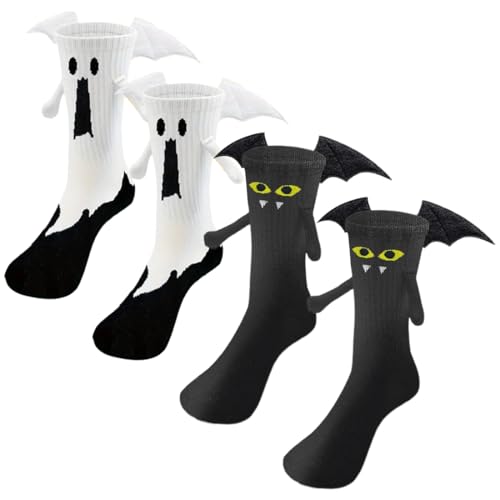 DOKRIN Outdoor Socken für Damen,2 Paar magnetische Halloween-Fledermaussocken mit Händchen haltendem Pärchen DOKRIN Outdoor Socken für Damen,2 Paar magnetische Halloween-Fledermaussocken mit Händchen haltendem Pärchen von DOKRIN