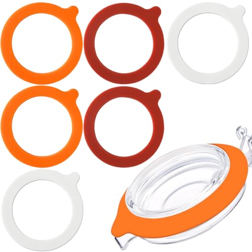DOKRIN Preserving Lids, 6 Stück Silikon-Dichtungsringe für Gläser Silikon-Dichtungsringe für Gläser (weiß, orange, rot) von DOKRIN