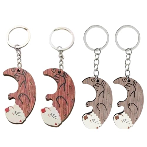 DOKRIN Schlüsselanhänger für Damen,4 Stück Schlüsselanhänger aus Holz mit Otter-Anhängern, Freundschaftsanhänger für beste Freunde DOKRIN Schlüsselanhänger für Damen,4 Stück Schlüsselanhänger aus Holz mit Otter-Anhängern, Freundschaftsanhänger für beste Freunde von DOKRIN