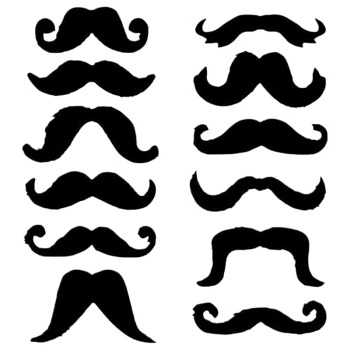 DOKRIN Wigs & Hairpieces for Adults, 12-teiliges Set mit selbstklebenden Bärten falschen Schnurrbärten selbstklebenden Bärten für Festivals Partys Maskeraden und Halloween-Karnevalsbärte (schwarz) von DOKRIN