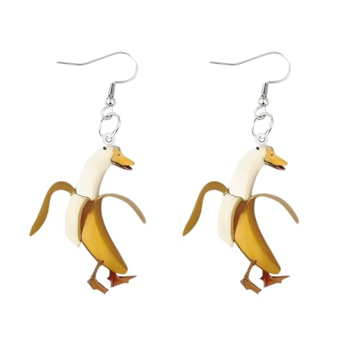 DOKRIN Women's Earrings, 1 Paar Acryl-Ohrringe in Bananenentenform lustige, bunte Ohrringe witzige Ohrringe süßes Geschenk für Frauen Teenager Mädchen Schmuckgeschenk (gelb) von DOKRIN