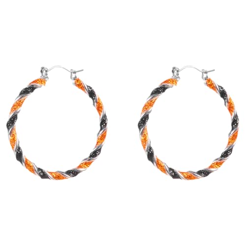 DOKRIN Women's Earrings, 1 Paar Halloween-Ohrringe Persönlichkeit große Kreisohrringe Creolen schwarz-orangefarbene Twist-Ohrringe Ohrringe in Kontrastfarbe geeignet als Kostümzubehör für Halloween DOKRIN Women's Earrings, 1 Paar Halloween-Ohrringe Persönlichkeit große Kreisohrringe Creolen schwarz-orangefarbene Twist-Ohrringe Ohrringe in Kontrastfarbe geeignet als Kostümzubehör für Halloween von DOKRIN