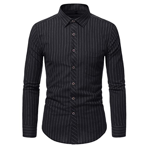 DOLAA Herren Regular Fit Langarm Businesshemd Herren Herbst Langarmhemden Gestreifte Business Hemden mit Knöpfen Herren Classic Fit Hemd Business Slim Fit Langarm Businesshemd Reifes und festes Hemd von DOLAA