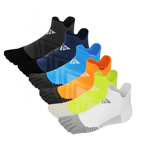 DOLAFO Zehensocken für Herren Sneaker Socken Sportsocken Fünf Finger Socken Laufsocken Atmungsaktiv Sneakersocken Anti-blasen Wandersocken Knöchelsocken - 6 Paar (Type 2) von DOLAFO