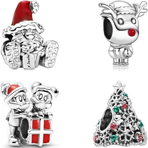 DOLARISE 925 Sterling Silber Charms für Armbänder Sterling Silber, Cartoon-Perlen-Charms für Frauen, Weihnachtsschmuckgeschenke, 4PCS-SET-I DOLARISE 925 Sterling Silber Charms für Armbänder Sterling Silber, Cartoon-Perlen-Charms für Frauen, Weihnachtsschmuckgeschenke, 4PCS-SET-I von DOLARISE