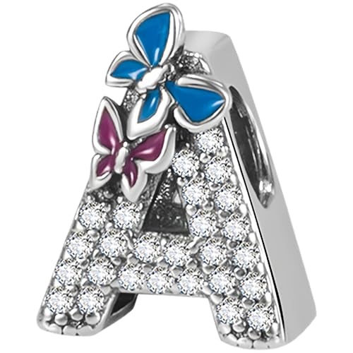 DOLARISE Charms für Pandora Armbänder, 925 Sterling Silber Buchstabe A Bead Charm Brithday Anhänger Schmuck Geschenk für Frauen Mädchen Mutter Familie Freund von DOLARISE