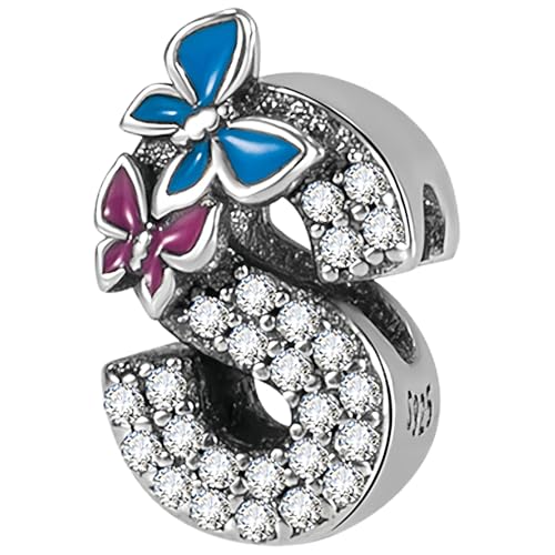 DOLARISE Charms für Pandora Armbänder, 925 Sterling Silber Buchstabe S Bead Charm Anhänger Schmuck Geschenk für Frauen Mädchen Mutter Familie Freund von DOLARISE