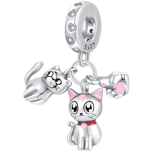 DOLARISE Charms für Pandora Armbänder, 925 Sterling Silber Katze & Pfote Bead Charm Anhänger Schmuck Geschenk für Frauen Mädchen Mutter Familie Freund DOLARISE Charms für Pandora Armbänder, 925 Sterling Silber Katze & Pfote Bead Charm Anhänger Schmuck Geschenk für Frauen Mädchen Mutter Familie Freund von DOLARISE