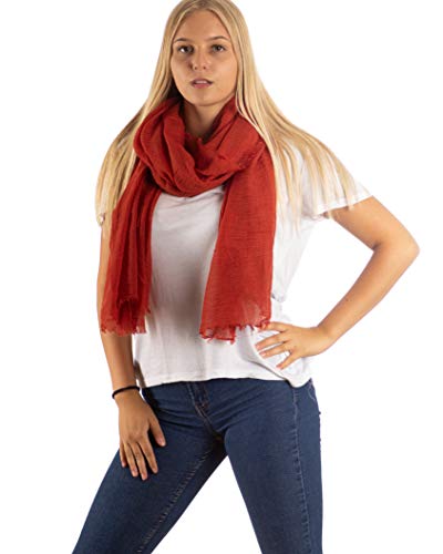 DOLCE ABBRACCIO by RiemTEX Damen Schal FUNKY STYLE Halstuch Bandana Geschenke für Frauen Stola XXL Tuch Kopftuch Tücher Motorrad Halstuch Multifunktionstuch Pashmina Schal (Ziegelrot) von DOLCE ABBRACCIO by RiemTEX