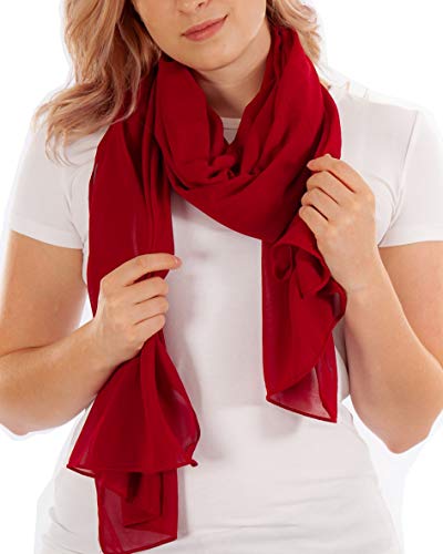 DOLCE ABBRACCIO by RiemTEX Schal Damen PRIMAVERA XXL Schals & Tücher in Rot Chiffontücher Damenschals Halstücher Stola für Hochzeitskleid Tuch aus Chiffon Sommer Frühling Ganzjährig (Bordeaux) von DOLCE ABBRACCIO by RiemTEX