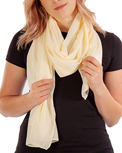 DOLCE ABBRACCIO by RiemTEX Schal Damen PRIMAVERA XXL Schals & Tücher in Creme Halstücher Chiffontücher Damenschals Stola für Hochzeit Tuch aus Chiffon Sommer Frühling Ganzjährig (Champagner) von DOLCE ABBRACCIO by RiemTEX