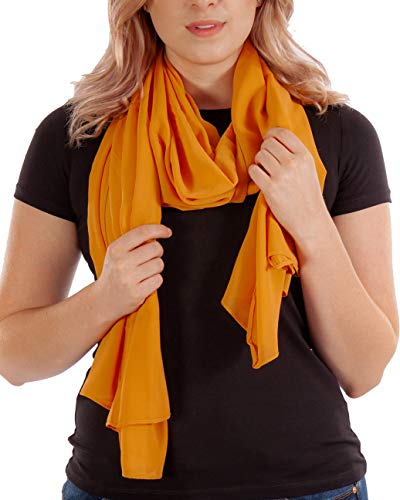 DOLCE ABBRACCIO by RiemTEX Schal Damen PRIMAVERA XXL Schals & Tücher in Senf Gelb Halstuch Stola Pashmina aus Chiffon für Sommer Frühling Ganzjährig Tuch Damenschal Chiffontuch (Ocker) von DOLCE ABBRACCIO by RiemTEX