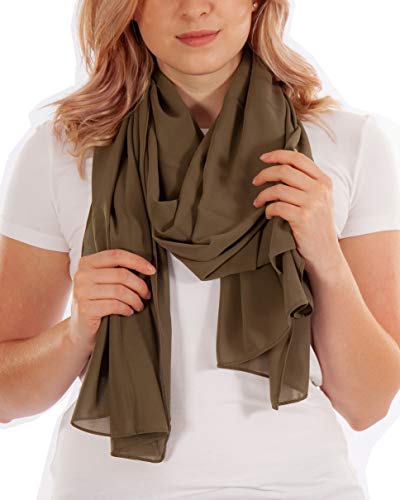 DOLCE ABBRACCIO by RiemTEX Schal Damen PRIMAVERA Schals & Tücher in Olive Grün Stola Halstuch Pashmina aus Chiffon für Sommer Frühling Ganzjährig XXL Tuch Damenschal Chiffontuch (Olive) von DOLCE ABBRACCIO by RiemTEX