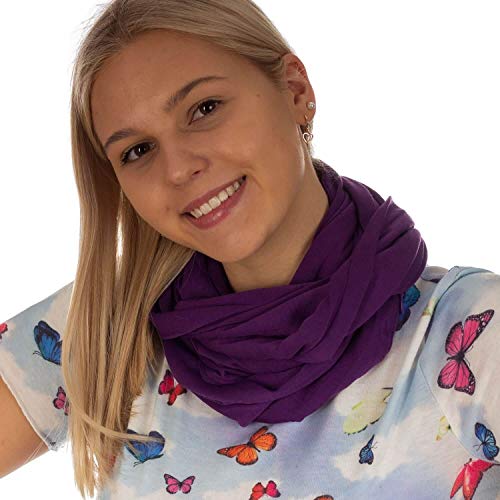 DOLCE ABBRACCIO by RiemTEX Loop Schal Damen Schlauchschal mit Geheimfach Kuscheliger Loopschal aus Jersey Halstuch in Uni Farben (Purple) von DOLCE ABBRACCIO by RiemTEX