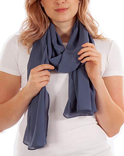 DOLCE ABBRACCIO by RiemTEX Schal Damen PRIMAVERA XXL Schals & Tücher in Grau Chiffontücher Damenschals Halstücher Stola Multifunktionstuch Tuch aus Chiffon Sommer Frühling Ganzjährig (Blaugrau) von DOLCE ABBRACCIO by RiemTEX