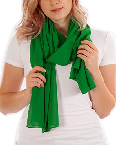 DOLCE ABBRACCIO by RiemTEX Schal Damen PRIMAVERA XXL Schals & Tücher in Grün Halstuch Stola Pashmina aus Chiffon für Sommer Frühling Ganzjährig Tuch Damenschal Chiffontuch (Grün) von DOLCE ABBRACCIO by RiemTEX