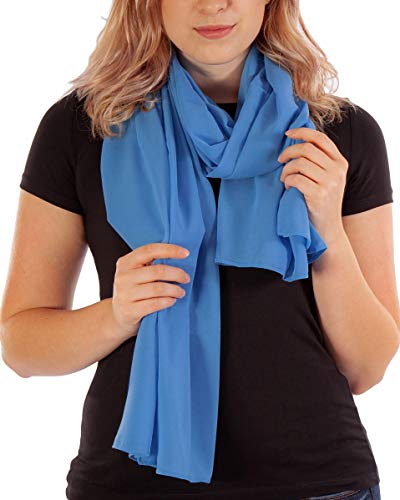 DOLCE ABBRACCIO by RiemTEX Schal Damen PRIMAVERA XXL Schals & Tücher in Hellem Blau Halstuch Stola Pashmina aus Chiffon für Sommer Frühling Ganzjährig Tuch Damenschal Chiffontücher (Hellblau) von DOLCE ABBRACCIO by RiemTEX