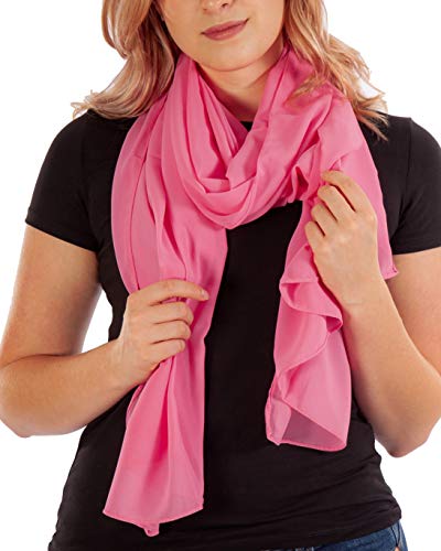 DOLCE ABBRACCIO by RiemTEX Schal Damen PRIMAVERA XXL Schals & Tücher in kräftigem Rosa Stola Halstücher Pashmina aus Chiffon Sommer Frühling Ganzjährig Tuch Chiffontuch Damenschal (Barbierosa) von DOLCE ABBRACCIO by RiemTEX