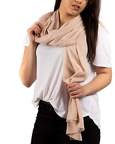 Schal Damen PRIMAVERA in Beige Damenschal Schals & Tücher Halstuch Pashmina aus Chiffon für Sommer Frühling Ganzjährig XXL Tuch Hochzeit Stola Chiffontücher (Beige) von DOLCE ABBRACCIO by RiemTEX