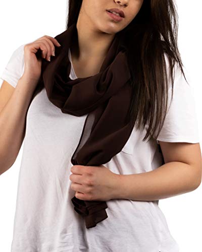 DOLCE ABBRACCIO by RiemTEX Schal Damen PRIMAVERA in Braun Damenschal Halstuch Schals & Tücher Scarf aus Chiffon für Sommer Frühling Ganzjährig XXL Tuch Kleidung Stola Chiffontücher (Dunkelbraun) von DOLCE ABBRACCIO by RiemTEX