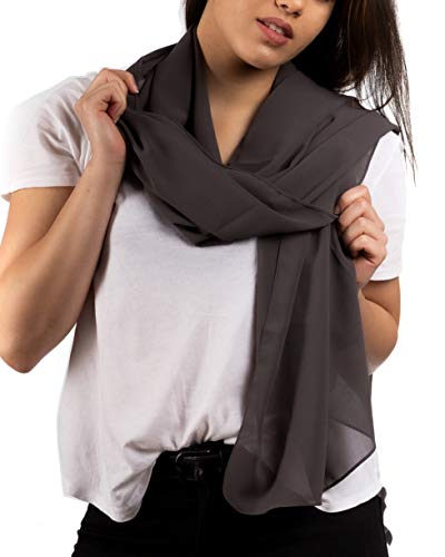 DOLCE ABBRACCIO by RiemTEX Schal Damen PRIMAVERA in Grau Dunkel Stola Halstücher aus Chiffon für Sommer Frühling Ganzjährig Schals & Tücher Chiffontücher Scarf XXL Tuch Kleid (Dunkelgrau) von DOLCE ABBRACCIO by RiemTEX