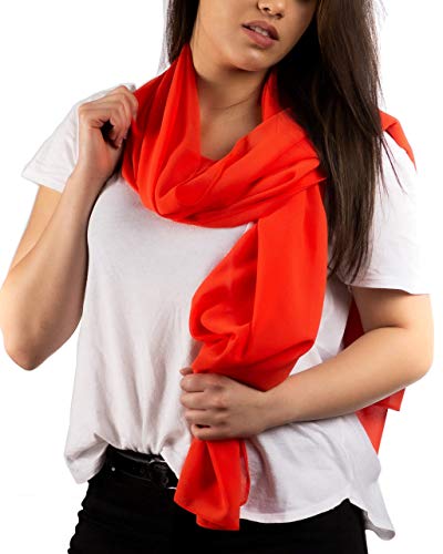 DOLCE ABBRACCIO by RiemTEX Schal Damen PRIMAVERA in Orange Stola XXL Tuch Halstücher aus Chiffon für Sommer Frühling Ganzjährig Schals & Tücher Chiffontücher Shawl Kleidung (Orange) von DOLCE ABBRACCIO by RiemTEX