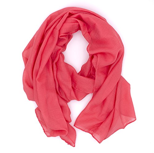 DOLCE ABBRACCIO by RiemTEX WILD CAT Damen Schal Halstuch Tuch aus Chiffon für Frühling Sommer Ganzjährig (Koralle) von DOLCE ABBRACCIO by RiemTEX