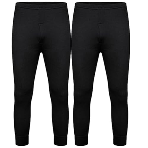 DOLCE ENVY Herren-Thermohose, 2er-Pack, lange John-Unterhose, warme Basisschicht für den Winter, geeignet für den täglichen Gebrauch, Hochleistungs-Unterhose, Schwarz , 31-35 von DOLCE ENVY