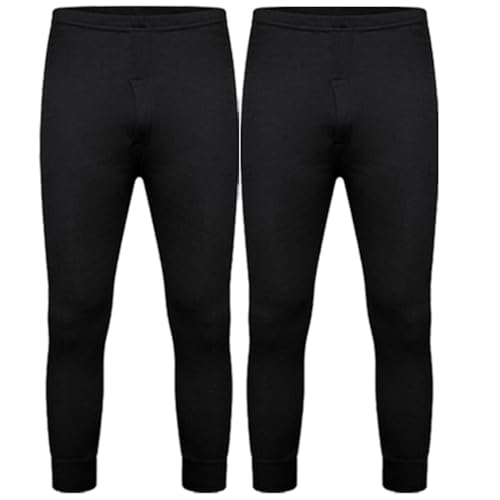 DOLCE ENVY Herren-Thermohose, 2er-Pack, lange John-Unterhose, warme Basisschicht für den Winter, geeignet für den täglichen Gebrauch, Hochleistungs-Unterhose, Schwarz , XXL von DOLCE ENVY