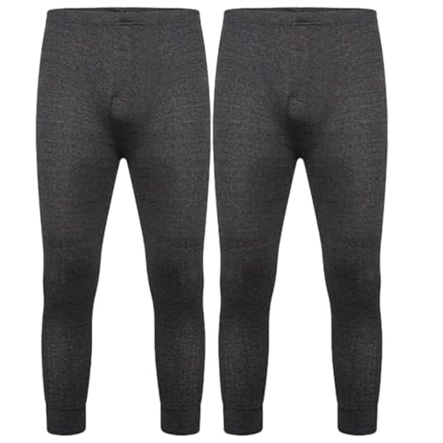 DOLCE ENVY Herren-Thermohose, 2er-Pack, lange John-Unterhose, warme Basisschicht für den Winter, geeignet für den täglichen Gebrauch, Hochleistungs-Unterhose, anthrazit, 31-35 von DOLCE ENVY