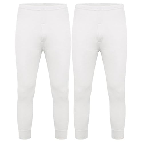 DOLCE ENVY Herren-Thermohose, 2er-Pack, lange John-Unterhose, warme Basisschicht für den Winter, geeignet für den täglichen Gebrauch, Hochleistungs-Unterhose, weiß, XL von DOLCE ENVY