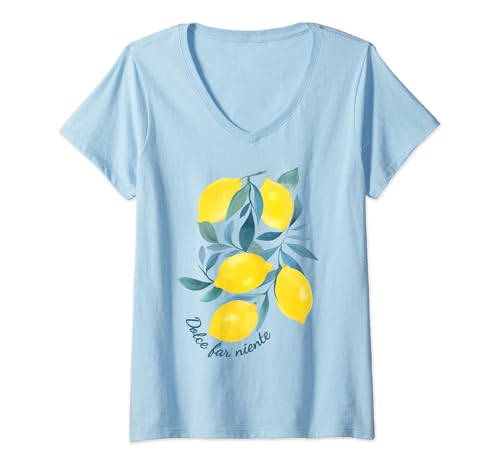 Damen DOLCE FAR NIENTE X Limone Limoncello Spritz Lemon Zitronen T-Shirt mit V-Ausschnitt Damen DOLCE FAR NIENTE X Limone Limoncello Spritz Lemon Zitronen T-Shirt mit V-Ausschnitt von DOLCE FAR NIENTE X Limone Limoncello Spritz Italia