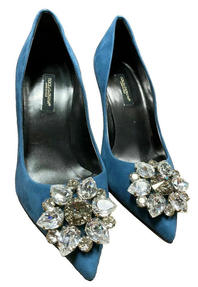 DOLCE & GABBANA High Heels aus Veloursleder mit Kristall-Applikation Pumps Kristall-Applikation Juwelen-Stil als opulenter Blickfang von DOLCE & GABBANA