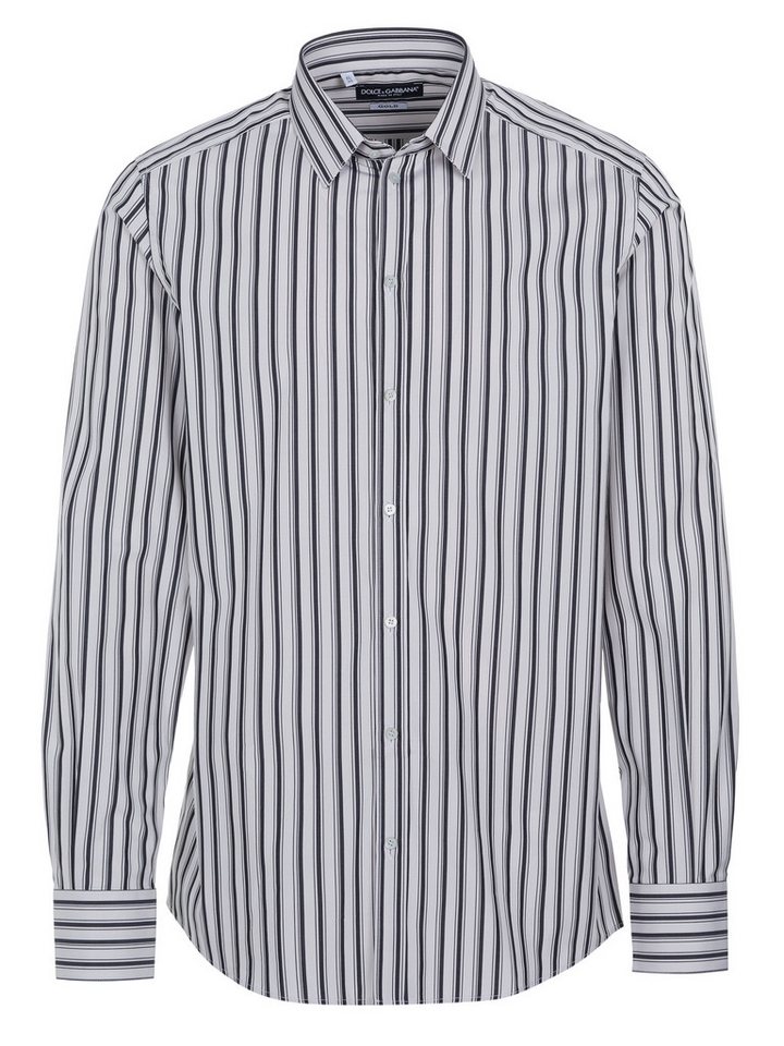 DOLCE & GABBANA Langarmhemd Dolce & Gabbana GOLD Hemd weiß-schwarz von DOLCE & GABBANA