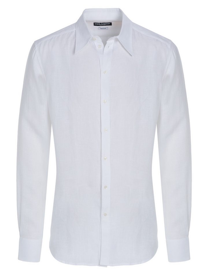 DOLCE & GABBANA Langarmhemd Dolce & Gabbana Gold Leinenhemd weiß von DOLCE & GABBANA