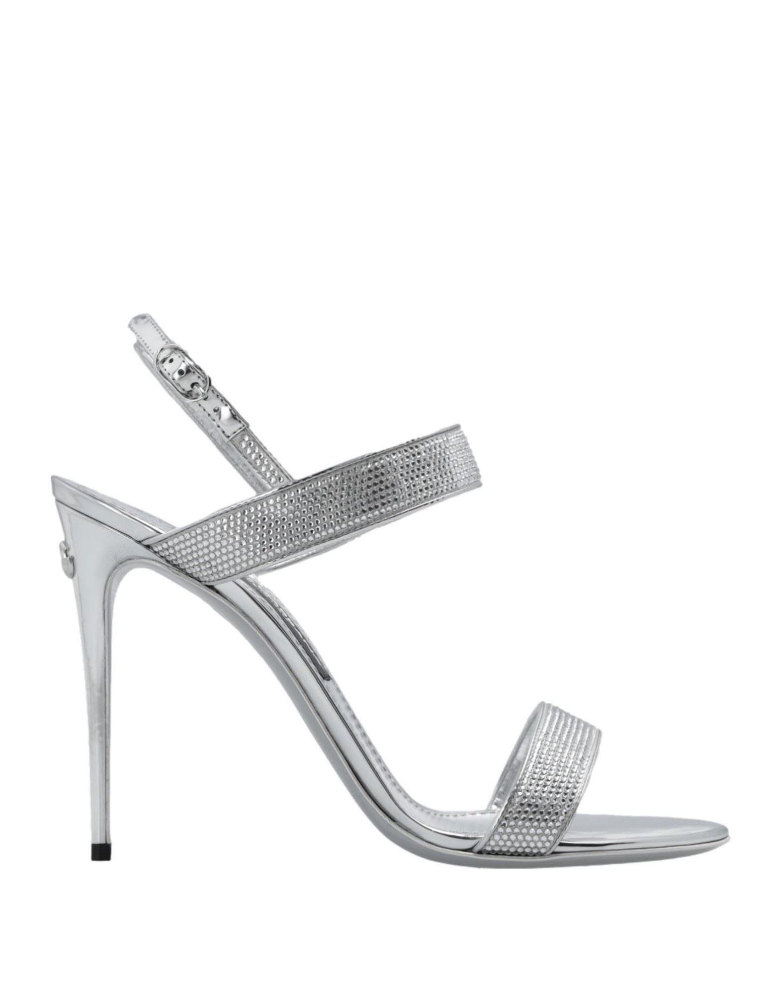 DOLCE&GABBANA Sandale Damen Silber von DOLCE&GABBANA